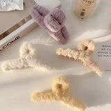 Winter Warm Fur Hair Claw for Women Bath Hair Clip