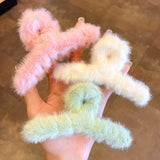 Winter Warm Fur Hair Claw for Women Bath Hair Clip