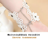 Winter Wedding Bride Bracelet Faux Pearl Lace Wristband Bridal Hand Jewelry