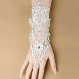 Winter Wedding Bride Bracelet Faux Pearl Lace Wristband Bridal Hand Jewelry