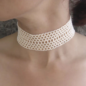Winter Pearl Choker Necklace Vintage Style Jewelry