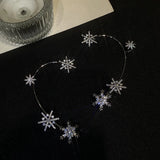 Winter Snowflake Star Clip Earrings Cubic Zirconia Ear Climber