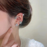 Winter Snowflake Star Clip Earrings Cubic Zirconia Ear Climber