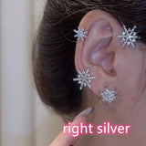 Winter Snowflake Star Clip Earrings Cubic Zirconia Ear Climber