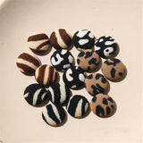 100pcs/lot Leopard Print Cotton Flatback Cloth Buttons DIY Jewelry Accessory