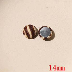 100pcs/lot Leopard Print Cotton Flatback Cloth Buttons DIY Jewelry Accessory