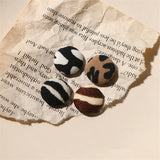 100pcs/lot Leopard Print Cotton Flatback Cloth Buttons DIY Jewelry Accessory