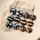 100pcs/lot Leopard Print Cotton Flatback Cloth Buttons DIY Jewelry Accessory