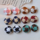 15mm Striped Leopard Pattern Fabric Button Beads DIY Jewelry Earring Accessory