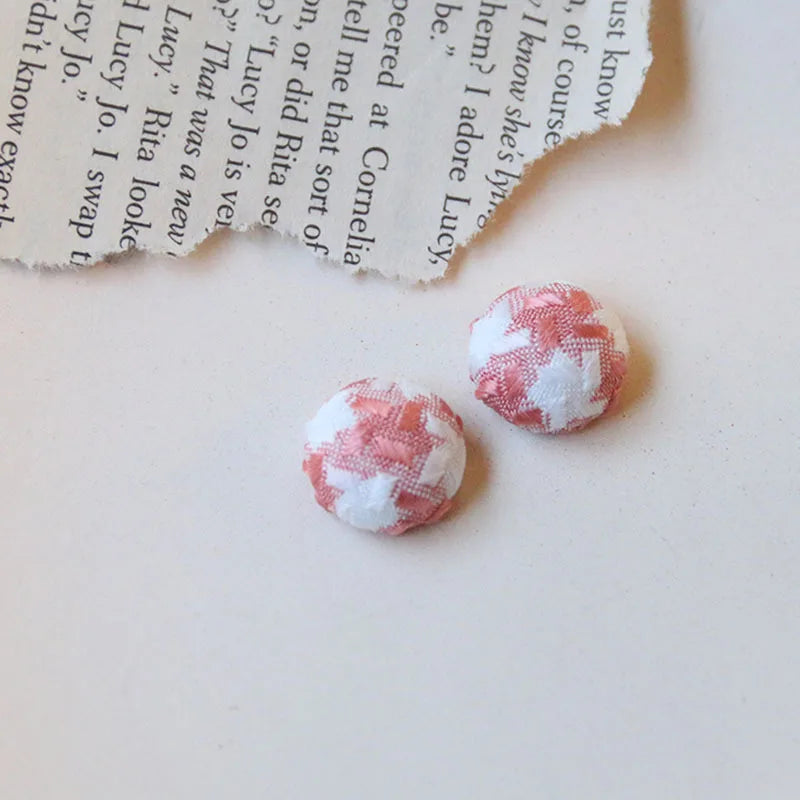 15mm Striped Leopard Pattern Fabric Button Beads DIY Jewelry Earring Accessory