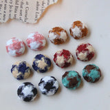 15mm Striped Leopard Pattern Fabric Button Beads DIY Jewelry Earring Accessory