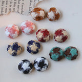 15mm Striped Leopard Pattern Fabric Button Beads DIY Jewelry Earring Accessory