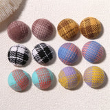 Winter 16mm Striped lattice print flatback cotton Cloth button beads
