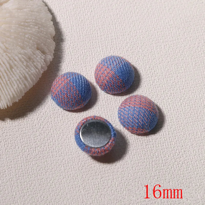 Winter 16mm Striped lattice print flatback cotton Cloth button beads