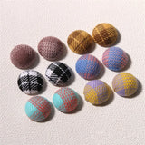 Winter 16mm Striped lattice print flatback cotton Cloth button beads