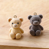 20pcs Bear Resin Flocking Beads DIY Jewelry Keychain