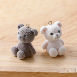 20pcs Bear Resin Flocking Beads DIY Jewelry Keychain