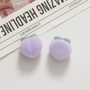 50pcs Velvet Flocking Peach Shape Resin Beads DIY Jewelry Earring/Hair Accessory