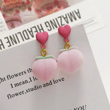 50pcs Velvet Flocking Peach Shape Resin Beads DIY Jewelry Earring/Hair Accessory