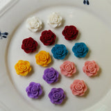 50pcs/lot 20mm Flocking Cartoon Rose Flowers Resin DIY Jewelry Earring Accessory