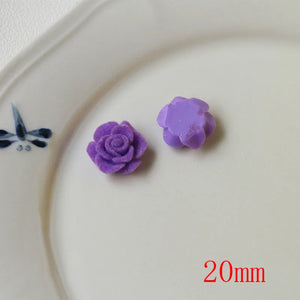 50pcs/lot 20mm Flocking Cartoon Rose Flowers Resin DIY Jewelry Earring Accessory