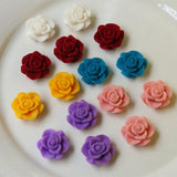 50pcs/lot 20mm Flocking Cartoon Rose Flowers Resin DIY Jewelry Earring Accessory