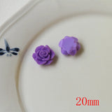 50pcs/lot 20mm Flocking Cartoon Rose Flowers Resin DIY Jewelry Earring Accessory