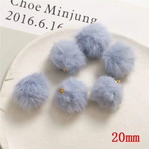50pcs 20mm Polyester Fur Geometry Balls Charms for DIY Earrings/Garments