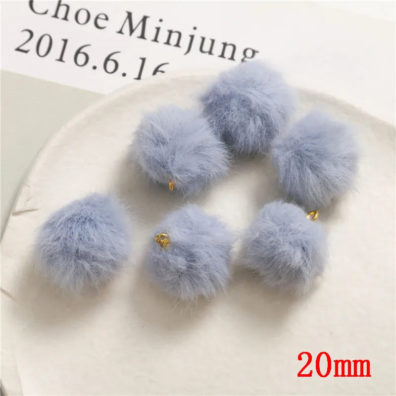 50pcs 20mm Polyester Fur Geometry Balls Charms for DIY Earrings/Garments