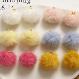 50pcs 20mm Polyester Fur Geometry Balls Charms for DIY Earrings/Garments