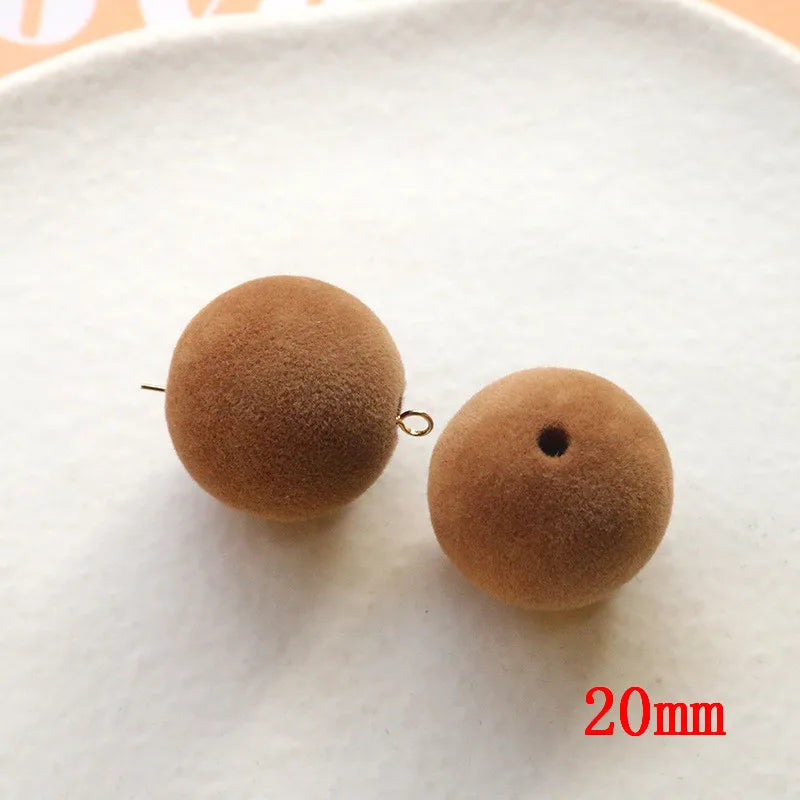 50pcs 20mm Flocking Geometry Rounds Resin Beads DIY Jewelry Accessory