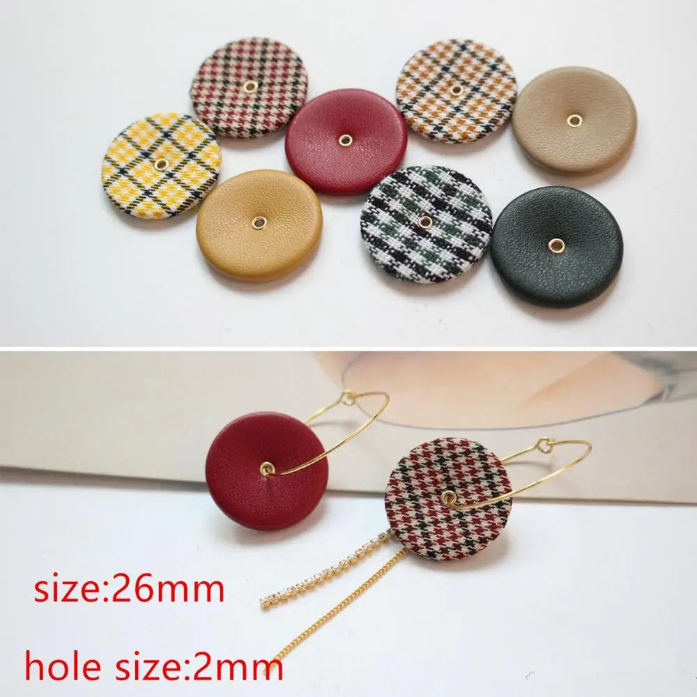 50pcs 26mm Geometry Rounds Cloth Buckle DIY Earring Accessory