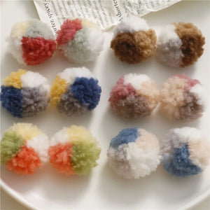 50pcs 28mm Pattern Print Knitted Balls Beads DIY Jewelry Earring/Hair Accessory