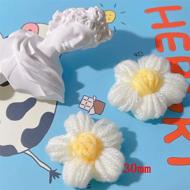 50pcs 30mm Cotton Flowers Hand-Woven DIY Jewelry Earring/Garment/Hair Accessory