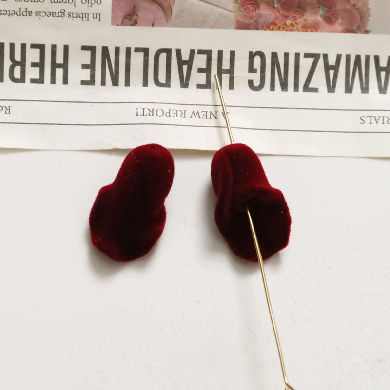 50pcs Flocking Flowers Velvet Rose Beads DIY Jewelry Earring Accessory