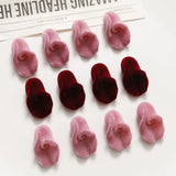 50pcs Flocking Flowers Velvet Rose Beads DIY Jewelry Earring Accessory