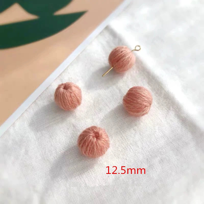 50pcs Winter Geometry Woollen Winding Beads DIY Jewelry Earring Accessory