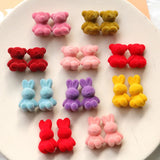 50pcs Velvet Animal Cartoon Bears/Rabbits Resin Beads DIY Jewelry Accessory