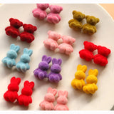 50pcs Velvet Animal Cartoon Bears/Rabbits Resin Beads DIY Jewelry Accessory