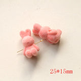 50pcs Velvet Animal Cartoon Bears/Rabbits Resin Beads DIY Jewelry Accessory