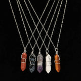 Rose Quartz Hexagonal Prism Necklace Jewelry Gift 2pcs