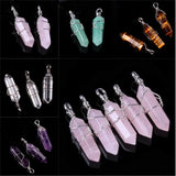 Rose Quartz Hexagonal Prism Necklace Jewelry Gift 2pcs