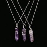Rose Quartz Hexagonal Prism Necklace Jewelry Gift 2pcs