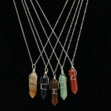 Rose Quartz Hexagonal Prism Necklace Jewelry Gift 2pcs