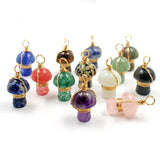 Gem Stone Mushroom Quartz Amethyst Tiger Eye Pendant