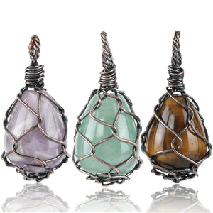 Gem Stone Pendant Pendulum Opal Amethyst Pink Quartz Healing Crystal