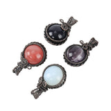 Wire Wrap Natural Stone Pendant 16mm Round Beads Charm Reiki Healing