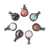 Wire Wrap Natural Stone Pendant 16mm Round Beads Charm Reiki Healing