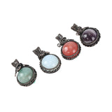 Wire Wrap Natural Stone Pendant 16mm Round Beads Charm Reiki Healing