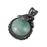 Wire Wrap Natural Stone Pendant 16mm Round Beads Charm Reiki Healing
